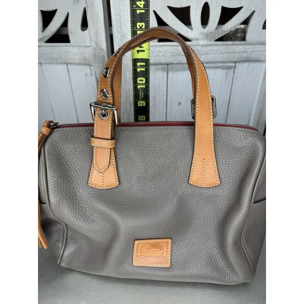 Dooney & Bourke Taupe Tan Top Handle Kendra Satchel Handle Tassel Accent